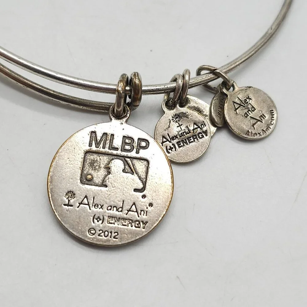 Alex & Ani MLB Boston Red Sox Silver Tone Expandable Charm Enamel Bracelet